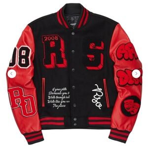 Rockstar Original Red and Black Varsity Jacket 3XL